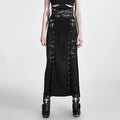 Women’s Steampunk Buckle Up Side Slit Maxi Skirt